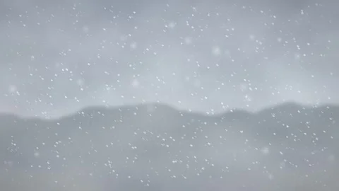 Heavy Snowfall Falling Over Blurred Mountain Landscape Animation Video stock 347965614