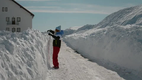 Heavy snowfall in the hight of an average height person. Stock Footage 295888155