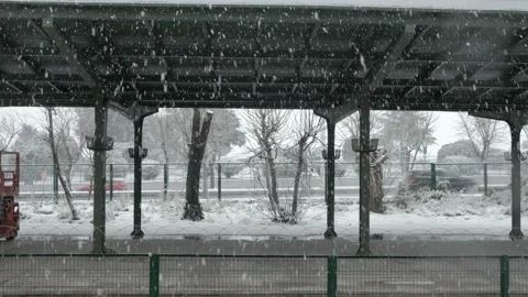 Heavy snowfall in Istanbul Stock Footage 148821523