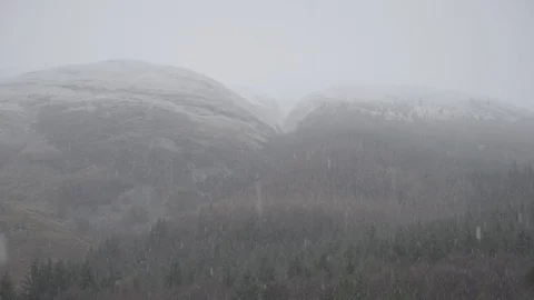 Heavy Snowfall in Mountains Stock Footage