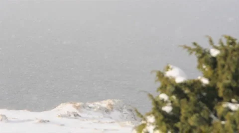 Heavy Snowfall Over Ocean Stock Footage 953862