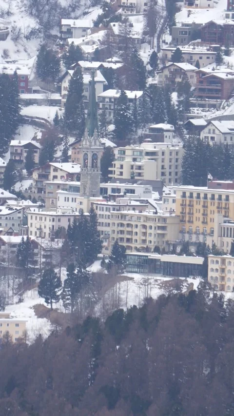 Heavy snowfall over st. Moritz in swiss alps 스톡 동영상 329466625