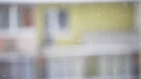 Heavy snowfall in slow mo city Stock Footage 236644842