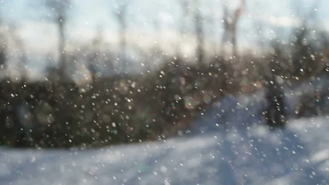 Heavy snowfall, snowflakes in different shapes. Many white cold flake elements Stock-Footage 144194958