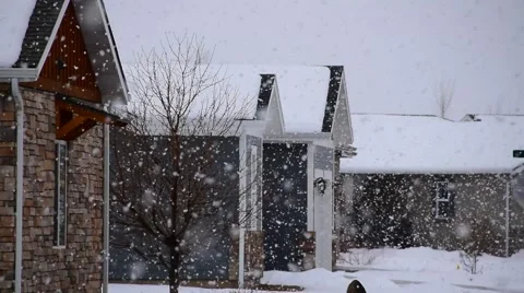 Heavy Snowfall in Suburbia Stock Footage 47476295