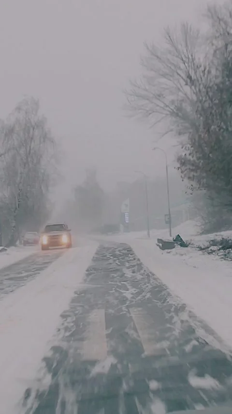 Heavy snowfall: the view from the windshield Stock Footage 169859613