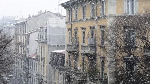 Heavy snowfall whitens Stock Footage 86800608