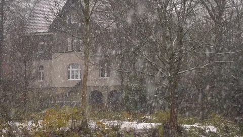 Heavy Snowfall Winter Town House Austria Europe Stock Footage 104113746