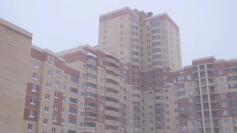 Heavy Snowfall in the Yard of a House Stock Footage 98185353