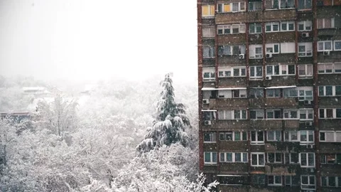 Heavy snowing in the city Stock Footage 295456668