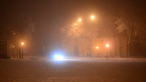 Heavy Snowing Night Stock Footage 69102343