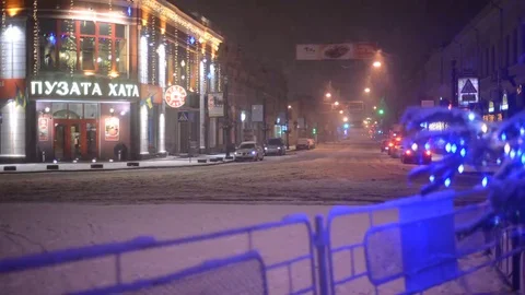 Heavy Snowing Night Stock Footage 69102517