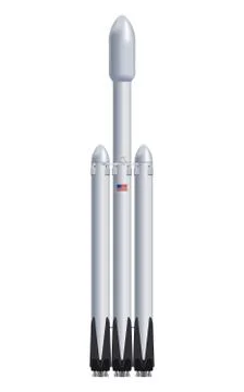 Heavy space rocket realistic vector illustration isolated on white background Stockillustratie
