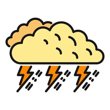 Heavy storm cloud raining lightning bolts illustration Stock Illustration