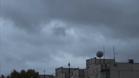 Heavy storm clouds moving rapidly across the sky 60 fps Stock Footage 117166600
