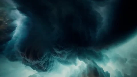 Heavy Stormy Cloudscape Dark Teal Dramatic Weather Background Stock Footage 337812426