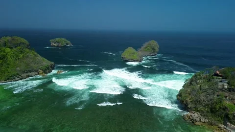 Heavy Surf at Goa Cina Beach Malang August 4 2026 Stock Footage 342346023