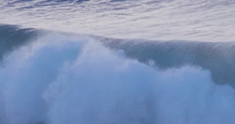 Heavy surf waves breaking rough sea dramatic slow motion Stock Footage 330919003