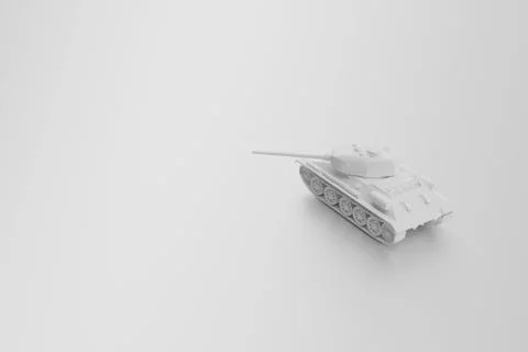 Heavy tank 3D model, white tank on white background Illustrazione stock