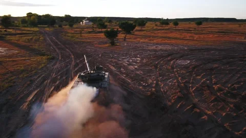 Heavy tanks in the field Stock Footage 255104372