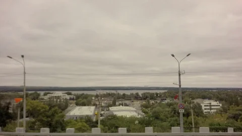 Heavy, thick rain clouds over the city. Time lapse Video stock 79466516