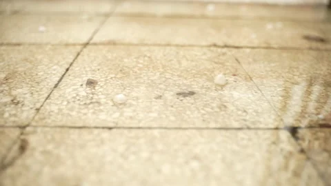 Heavy thunderstorm with dangerous consequences, hail falling to the ground with Stock Footage 231506731