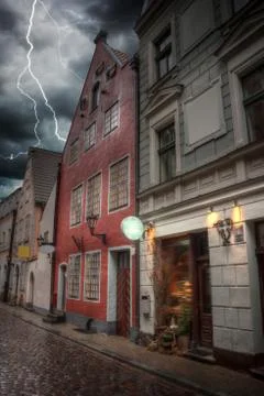 Heavy thunderstorm with lightning. Stock Photos
