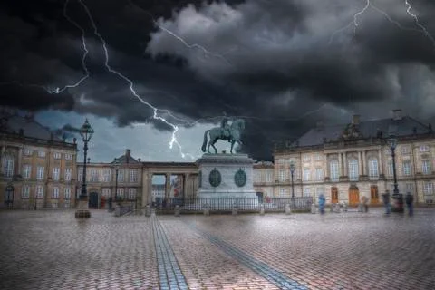 Heavy thunderstorm with lightning. Stock Photos