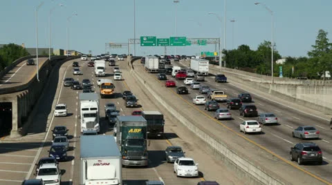 Heavy traffic on central expressway, freeway 45 Stock Footage 24812912