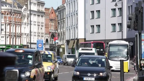 Heavy Traffic in Central London With Congested City Streets Stock Footage 74496458