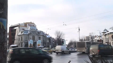 Heavy Traffic In Downtown Side-Shot Stock Footage 35230375