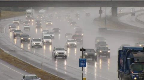 Heavy traffic during a rainstorm Stock Footage 62071519