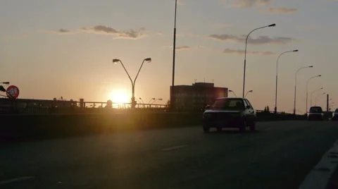 Heavy traffic on the evening road Stock Footage 47705385