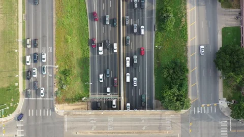 Heavy Traffic on the  Highway Drone Video Austin Texas USA 스톡 동영상 129113236