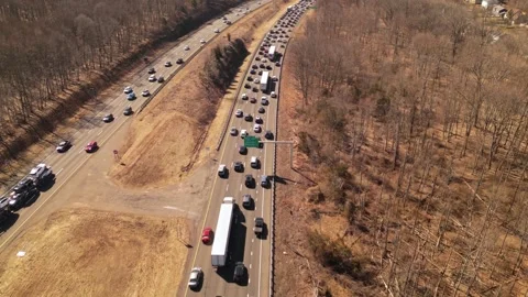 Heavy traffic on highway road Stock Footage 241940627