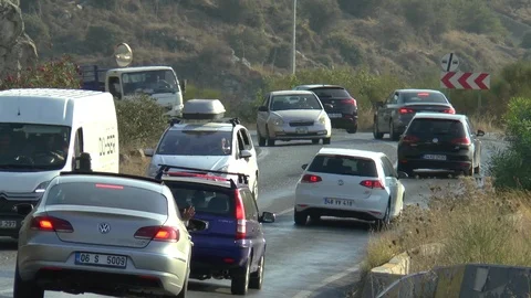 Heavy Traffic On A Hillside Road Stock Footage 104307901