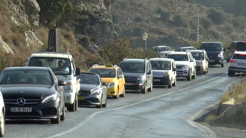 Heavy Traffic Hillside Road Stock Footage 104985454