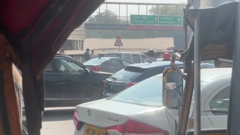 Heavy Traffic Jam Gridlock Gurugram Metro City Highway Day Video stock 328910673
