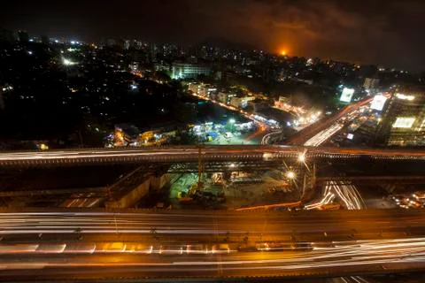 Heavy traffic jam seen on Eastern Express Highway due to Amar Mahal flyover s 스톡 사진