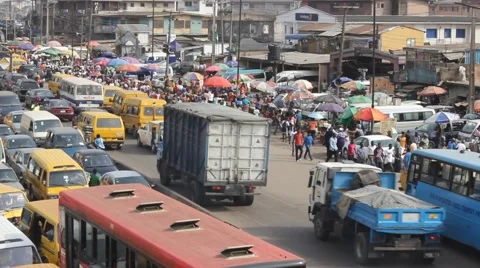 Heavy traffic, Lagos, Nigeria Stock Footage