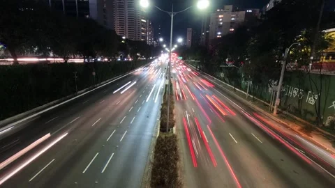 Heavy traffic with motion blur and light trails Stock Footage 345287665