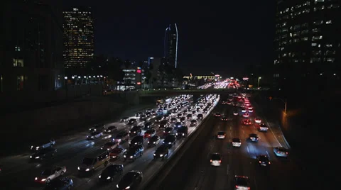 Heavy traffic at night Stock Footage 33733795