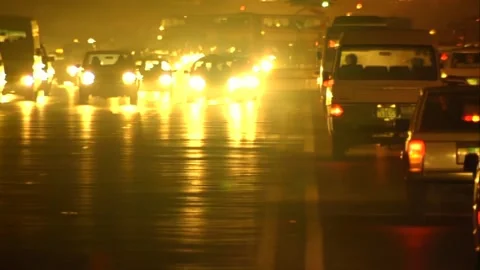 Heavy traffic at night Stock Footage 253772514