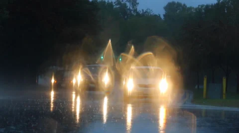 Heavy Traffic in Rain Stock Footage 35722130