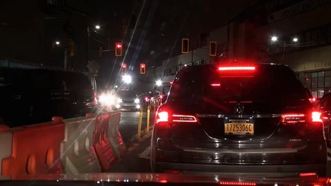 Heavy Traffic at Red Light in Terminal B at New York's LaGuardia Airport Stock Footage 100565687