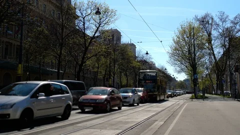 Heavy traffic Ringstrasse, Vienna, Austria, 4K Stock Footage 74245809