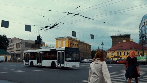 Heavy Traffic in Saint Petersburg, Russia Stock Footage