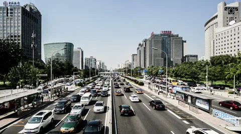 The heavy traffic of the Second Ring Road in Beijing, China Stock-Footage 41681270