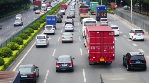 Heavy traffic section 107 State Road, Baoan Shenzhen, China 스톡 동영상 56886987