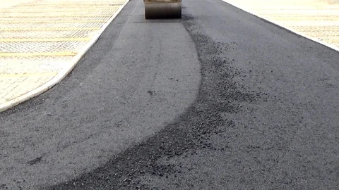 Heavy Vibration roller compactor at asphalt pavement works for road repairing Stock-Footage 102600961